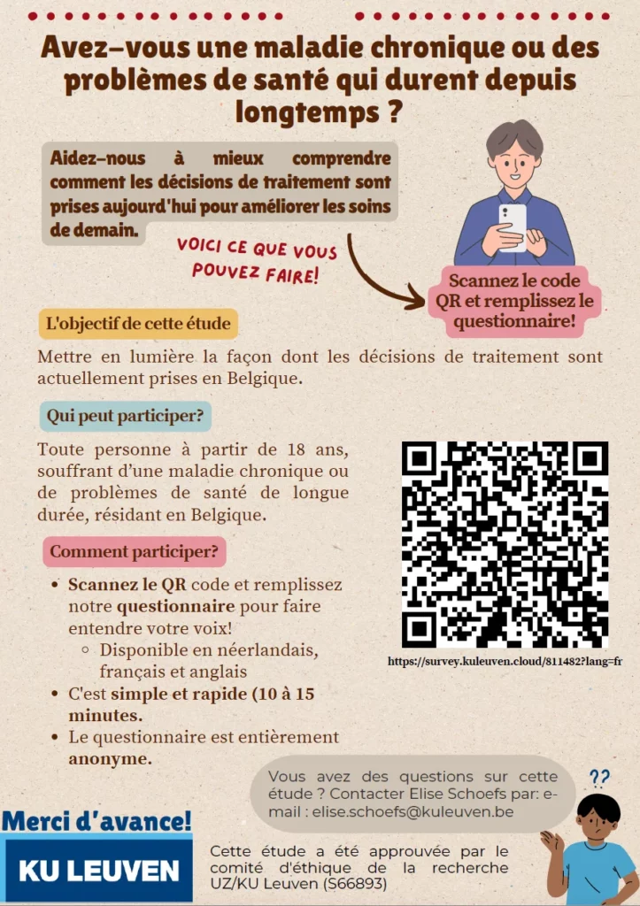 Enquête KU Leuven :: comprendre comment prendre les décisions de traitement pour améliorer les soins de demain
